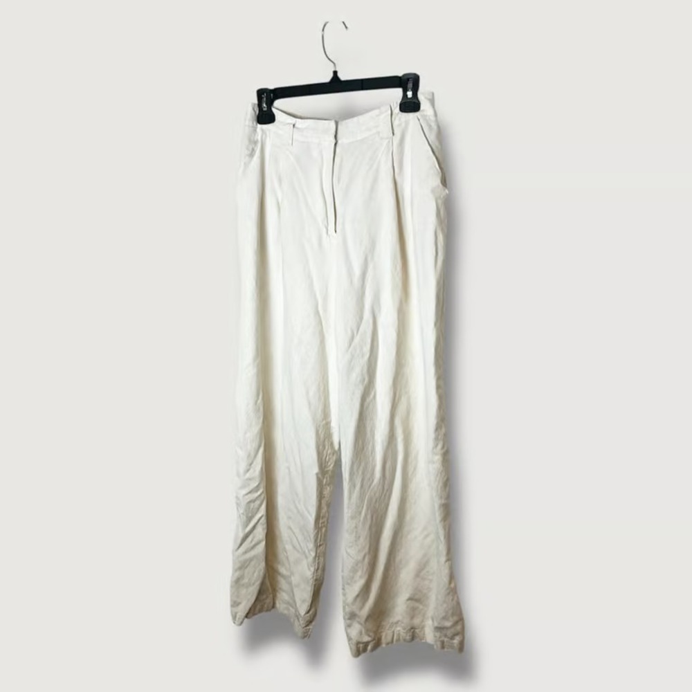Lioness Cream Linen Blend Wide Leg Pants Size Small